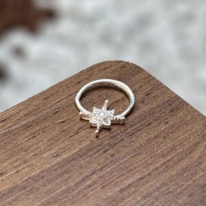 Piercing Para Furo 8mm Estrela Cravejado Prata 925