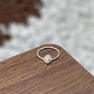 PIERCING ARGOLA TORÇÃO 8MM ZIRCONIA NAVETE MEIO PRATA 925