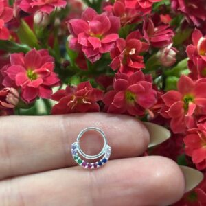 Piercing Argola dupla Septo Helix Pontas e Zircônia prata 925