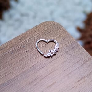 Piercing coração Love -Prata 925