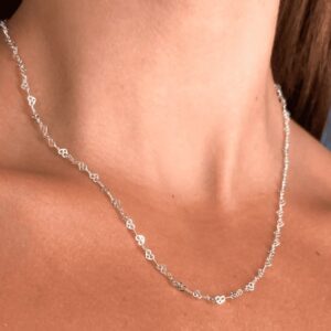 Corrente de prata 925 elo love 7234 heart square sl f040- 45CM | Correntes