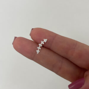 Piercing de prata 925 Ramo com zircônia base reta