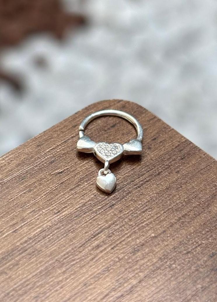 Piercing 3 Corações com pingente - Prata 925 | Piercing