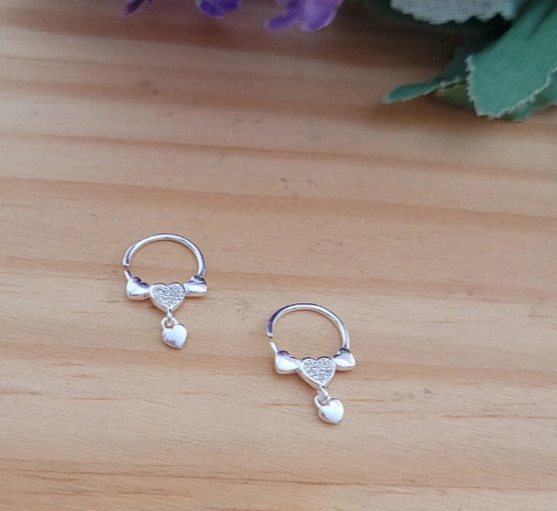 Piercing 3 Corações com pingente - Prata 925 | Piercing