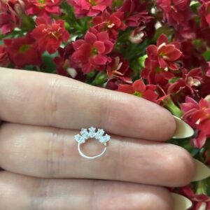 Piercing Argola com Cluster de Zircônias Navete Prata 925 | Piercing