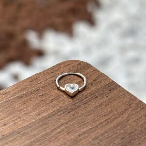 Piercing Argola Coração Cristal Prata 925 | Piercing