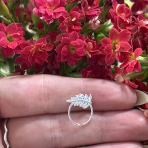 Piercing Argola Folha Branca Prata 925 | Piercing