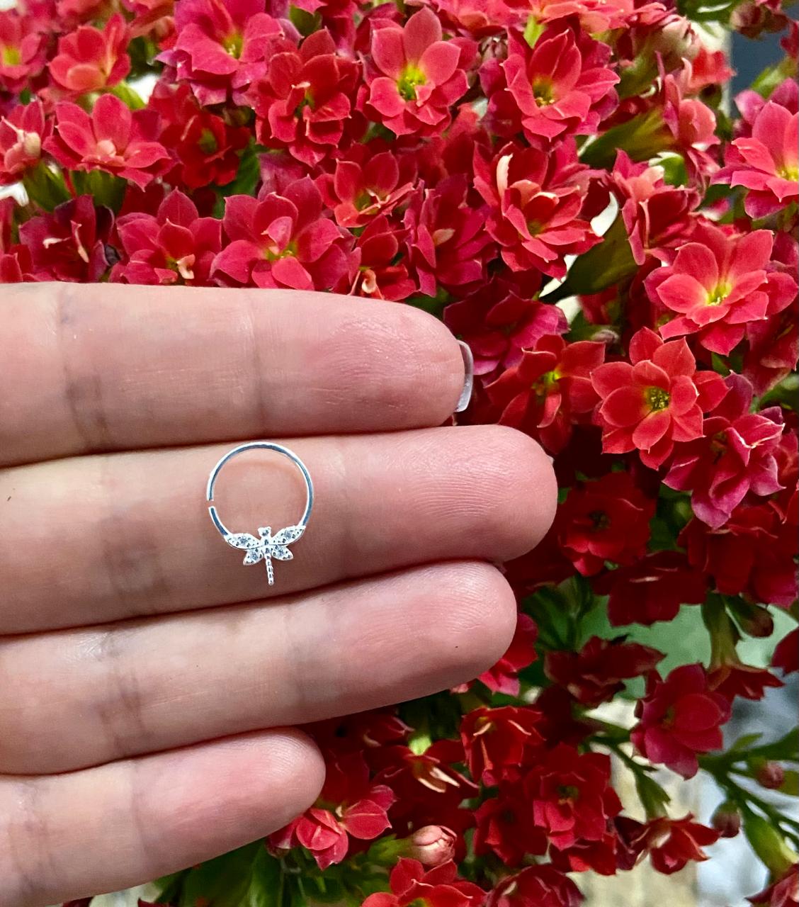 Piercing Argola Libélula Cravejada em Prata 925 | Piercing