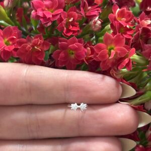 PIERCING ARGOLA PAR DE ESTRELAS CRAVEJADAS PRATA 925 | Piercing