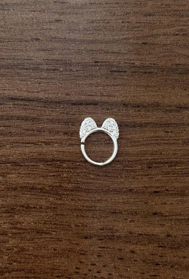 PIERCING ARGOLA TORÇÃO 6MM GATINHO CRAVEJADO PRATA 925 | Piercing