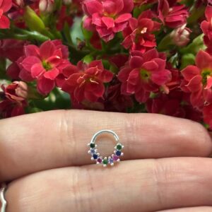 PIERCING ARGOLINHA CRAVEJADA COLORIDA (DAITH) PRATA 925 | Piercing