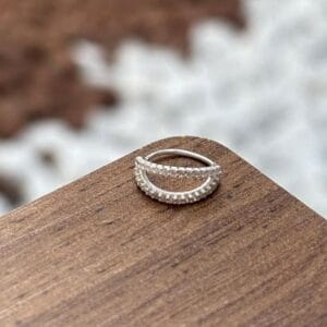 Piercing argolinha dupla cravejada lateral Prata 925 | Piercing