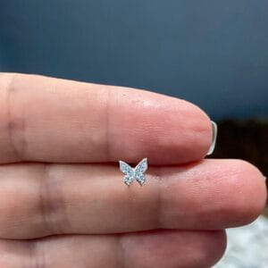 Piercing borboleta cravejada - Prata 925 | Piercing