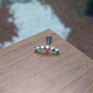 Piercing Cluster Zirconias Coloridas Prata 925 Hélix Conch | Piercing