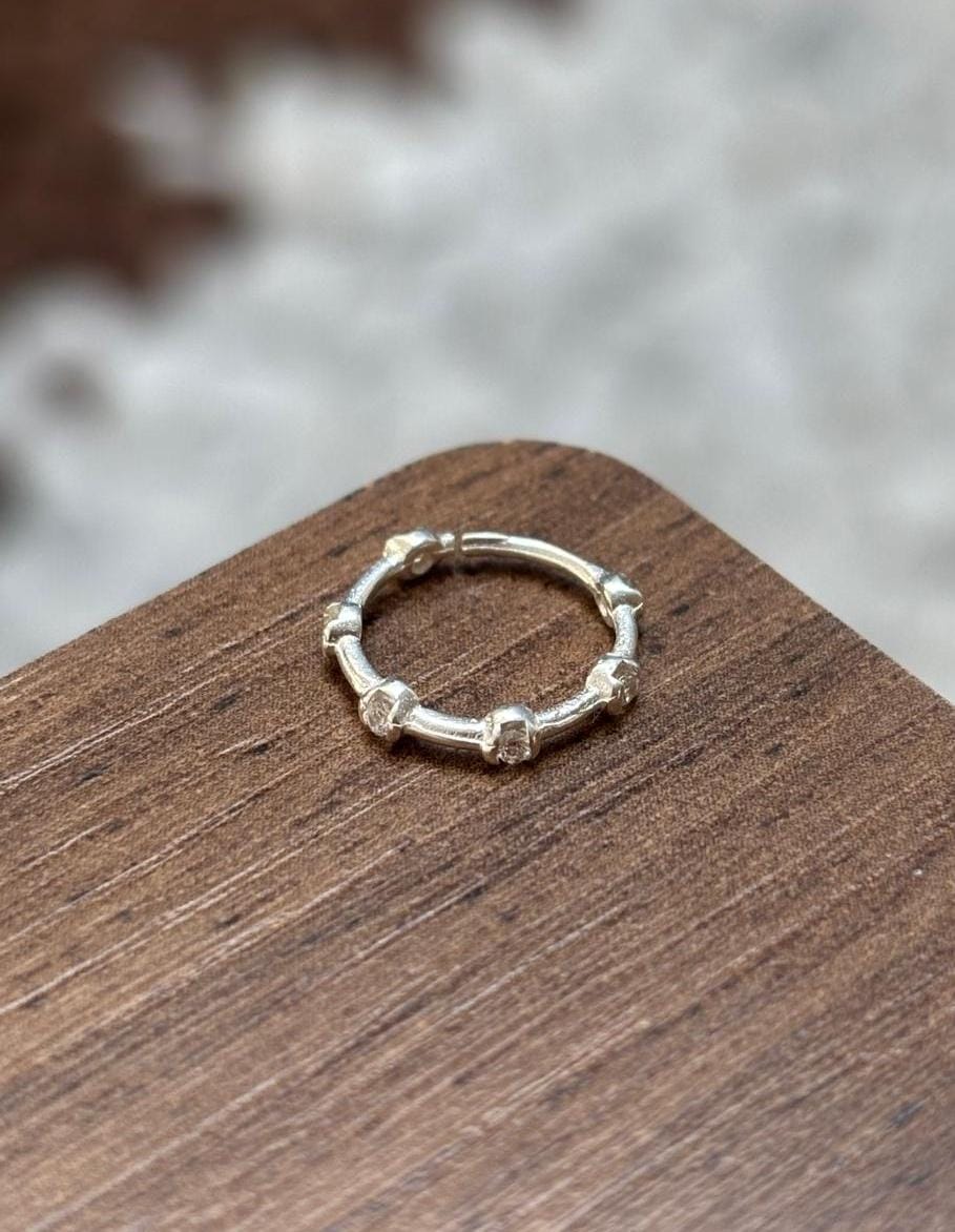 Piercing de Prata 925 Argola com 6 pontos de zircônia | Piercing