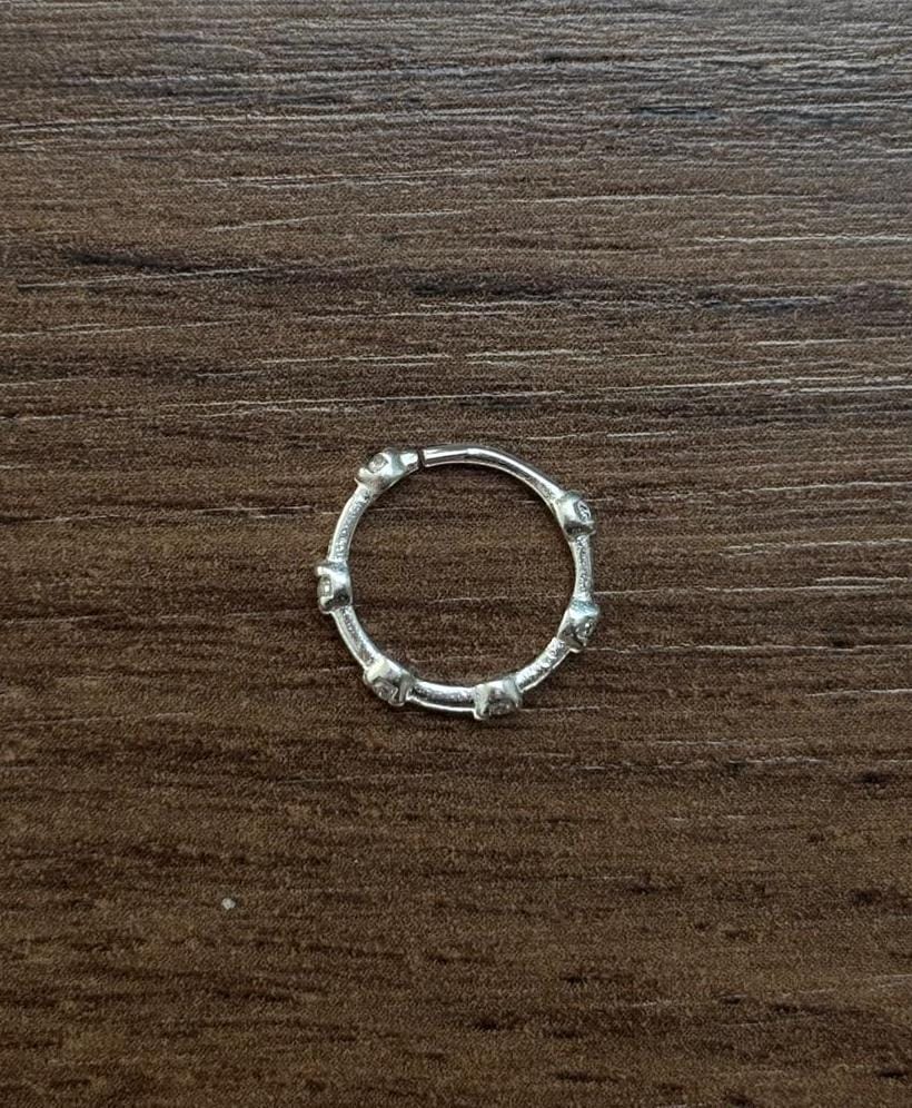 Piercing de Prata 925 Argola com 6 pontos de zircônia | Piercing