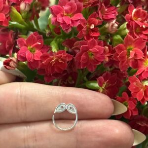 Piercing de prata 925 argola com Dois pontos de Navete zircônia | Piercing