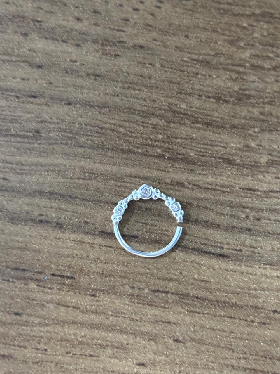 Piercing de prata 925 argola com três pontos de luz para septo | Piercing