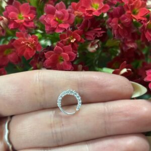 Piercing de prata 925 argola cravejada com zirconia para septo | Piercing