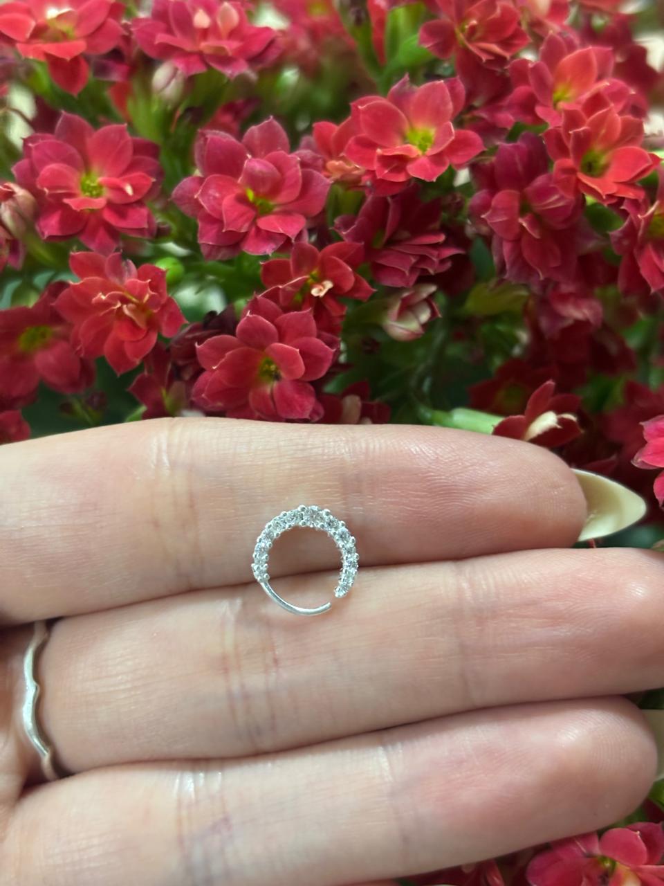 Piercing de prata 925 argola cravejada com zirconia para septo | Piercing