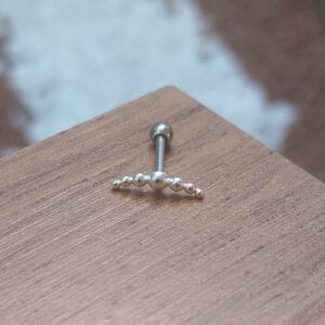 Piercing de prata 925 de furo h8 com 7 esferas base bolinha para conch, helix e tash rock | Piercing