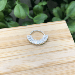 Piercing de prata 925 de furo septo argola com pedras | Piercing