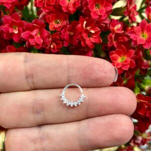 Piercing De Prata 925 Para Septo Brilhante Cravejado | Piercing
