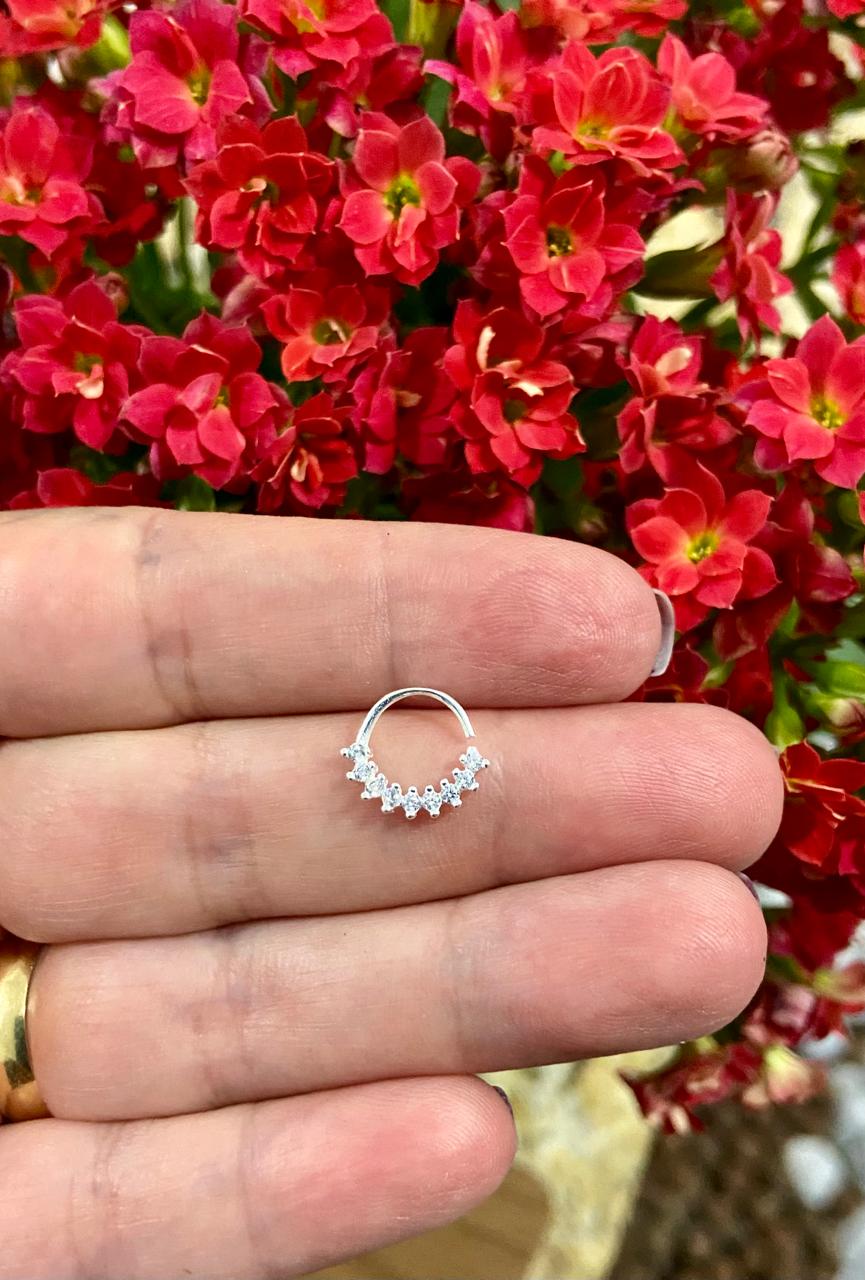 Piercing De Prata 925 Para Septo Brilhante Cravejado | Piercing