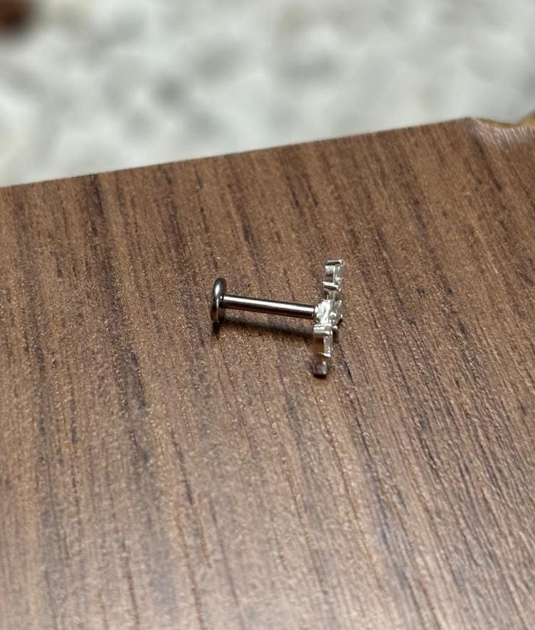 Piercing de prata 925 ramo de folha para hélix, tragus, lóbulo e tash rock | Piercing