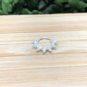 Piercing de prata 925 spike cravejada para septo | Piercing