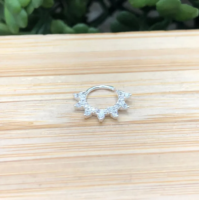 Piercing de prata 925 spike cravejada para septo | Piercing