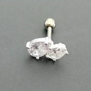 Piercing Labret Prata 925  2 Pedras Zircônias | Sem categoria