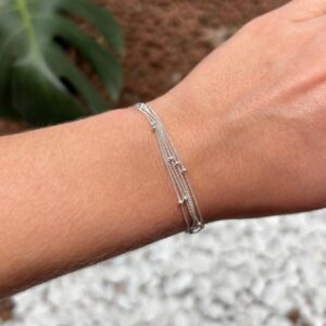Pulseira de prata 925 5 fileiras grumet com bolinhas | Pulseiras