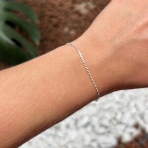 Pulseira de prata 925 elo cadeado minimalista | Pulseiras