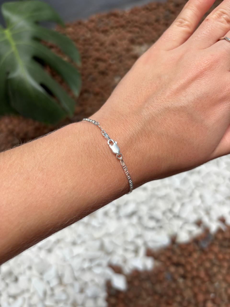 Pulseira de prata 925 flat marina fio 40 1480 | Pulseiras