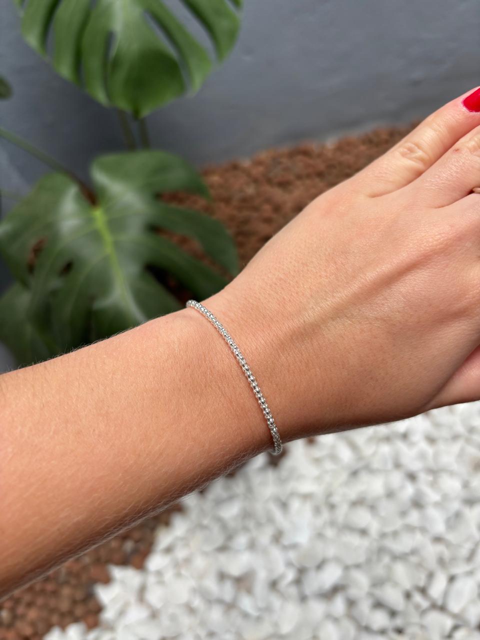 Pulseira de prata 925 pipoca corean bombe | Pulseiras