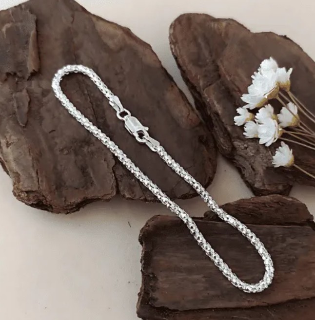 Pulseira de prata 925 pipoca corean bombe | Pulseiras