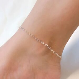 Tornozeleira de prata 925 de corações | Tornozeleira