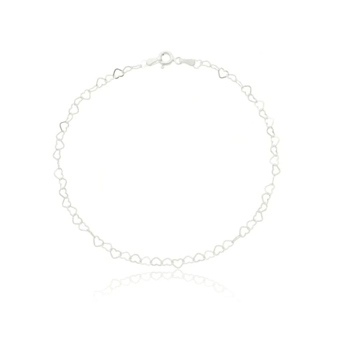 Tornozeleira de prata 925 de corações | Tornozeleira