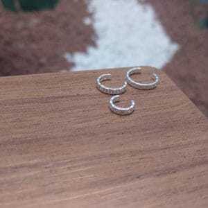Trio piercing fake Zicornia branca cravejada prata 925 | Piercing
