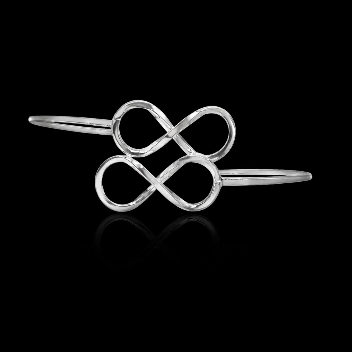 Bracelete de prata 925 fio quadrado com detalhe infinito duplo 1,7mm - Imagem 2