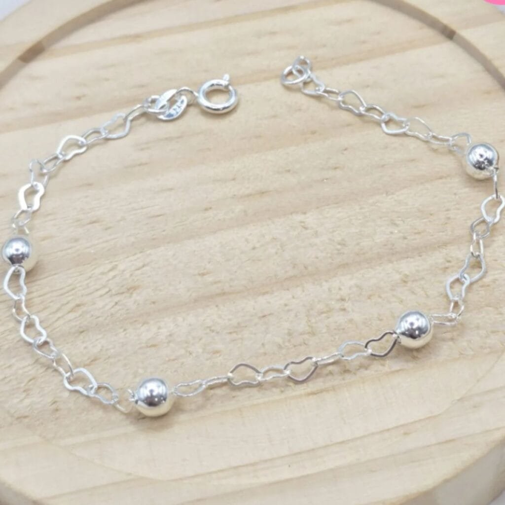Pulseira-de-prata-925-5-bolas-+-elo-coração-5mm-2,5g-ex1